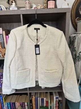 rag & bone Cream Tweed Collarless Jacket